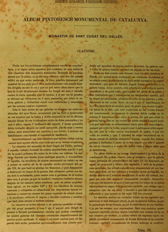 Claustre Sant Cugat 1878